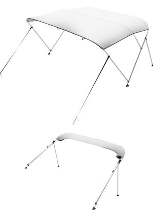 3 Bow Boat Bimini Tops, 600D Polyester Canopy with Aluminum Alloy Frame, Waterproof & Sun Shade Boat Awning Canopy with Storage Bag, 2 Support Poles, 4 Straps, 72"Lx(73"-78")Wx46"H, Light Grey