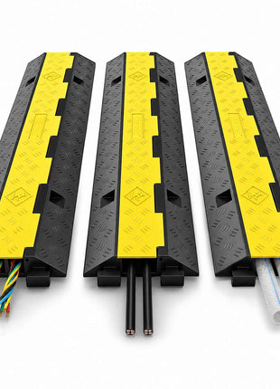 3 Pcs 2-Cable Rubber Electrical Wire Cover Cord Protector Ramp 11000 lbs