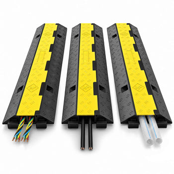 3 Pcs 2-Cable Rubber Electrical Wire Cover Cord Protector Ramp 11000 lbs