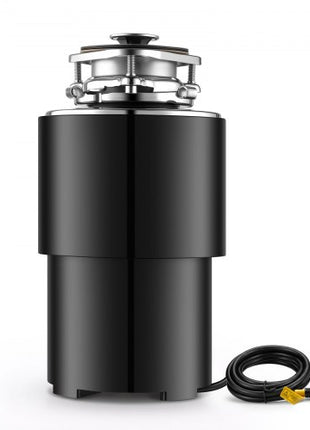Food Waste Garbage Disposal, 3/4HP 1500RPM AC Motor, Continuous Feed Kitchen Sink Garbage Disposer, 3-Bolt Mount Food Waste Grinding System with Splash Guard & Power Cord for Kitchens