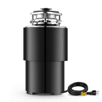 Food Waste Garbage Disposal, 3/4HP 1500RPM AC Motor, Continuous Feed Kitchen Sink Garbage Disposer, 3-Bolt Mount Food Waste Grinding System with Splash Guard & Power Cord for Kitchens