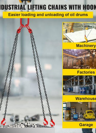 Chain Sling, 5/16 inch x 10 ft Lifting Chains with Hooks, G80 Engine Chain Hoist Lifts, 11000 lbs/5 Ton Capacity Lifting Sling Chains for Engine Hoist, Engine Lift Chain with 4 Leg Grab Hooks