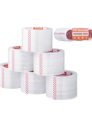 Clear Packing Tape, 3 inches Core, 6 Rolls 3 Inches x 65 Yards Packing Tapes, 2.7 Mil Thick, Heavy Duty Packaging Tape Designed for Moving, Storage and Packing, Shipping and Mailing, Office