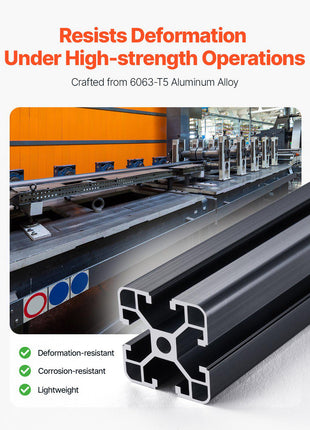 4PCS 23.6 in (600 mm) T Slot 4040 Aluminum Extrusion Profile, European Standard Anodized Linear Rail, High-Strength Extruded Aluminum Rail for 3D Printer, CNC Machine DIY, Laser Engraving, Black