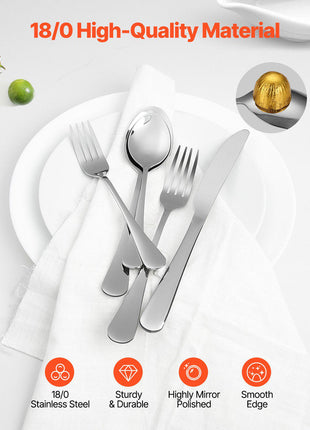 30-Piece Silverware Set, Food-Grade Stainless Steel Flatware Utensils, Mirror Finished Cutlery Set, Dishwasher Safe Eating Tableware for Kitchen Home, Service for 6, Include Knife Fork Spoon