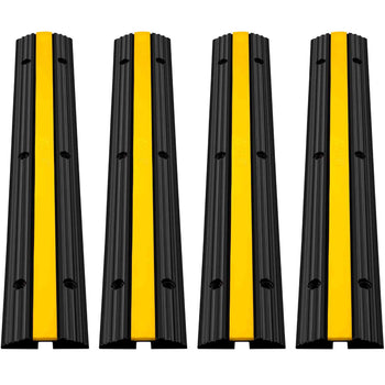 4 Pack of 1-Channel Rubber Cable Protector Ramps Heavy Duty 22046Lbs Load Capacity Cable Wire Cord Cover Ramp Speed Bump Driveway Hose Cable Ramp Protective Cover