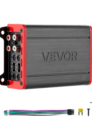 4 Channel Car Audio Amplifier 2 Ohm Stable Bridgeable Class D Full Range Amp Max Power 4 x 120W @ 4 Ohm / 4 x 200W @ 2 Ohm for Car SUV Truck Off-Road