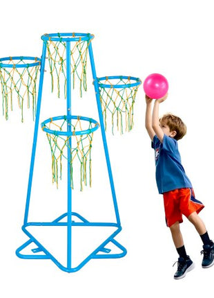 Kids Basketball Hoop, 4-Hoop Child Basketball Hoops, Portable Basketball Stand with Adjustable Heights and 3 Balls, Indoor and Outdoor Basketball Toy Set for Children of All Ages, Boys & Girls
