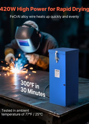 Portable Welding Rod Oven, 50LBS Capacity Electrodes Drying Oven 420W 120V, 300? Fast Heating Welding Rods Dryer for 18-inch Stick Electrodes - with Easy-to-Carry Handle & Safety Locking Latch