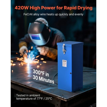 Portable Welding Rod Oven, 50LBS Capacity Electrodes Drying Oven 420W 120V, 300? Fast Heating Welding Rods Dryer for 18-inch Stick Electrodes - with Easy-to-Carry Handle & Safety Locking Latch