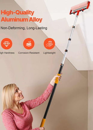 Telescopic Extension Pole, 4.66-19 FT Multi-Purpose Extendable Pole, Sturdy Aluminum Alloy Paint Pole Extension with Flip-Lock Design, High Reach Roller Stick for Painting, Dusting and Cleaning
