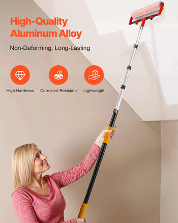 Telescopic Extension Pole, 4.66-19 FT Multi-Purpose Extendable Pole, Sturdy Aluminum Alloy Paint Pole Extension with Flip-Lock Design, High Reach Roller Stick for Painting, Dusting and Cleaning