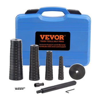 VEVOR black metric sleeves set in blue case, includes 14 pieces, durable for precise measurements, ideal for professionals.