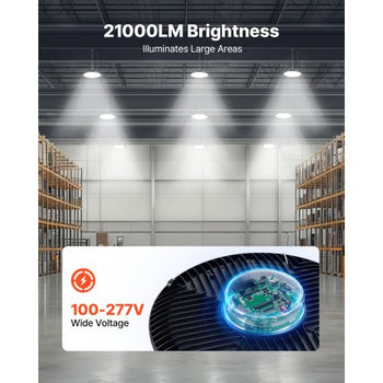 10 Pack LED High Bay Lights, 6000K 150W 21000LM Super Bright UFO LED Warehouse Shop Lights, IP65 Waterproof, 100-277V Wide Voltage for Warehouse Workshop Factory Gym Garage Barn, Black