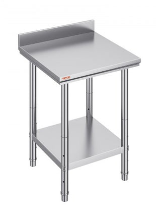 24 x 24 x 35 Inch Stainless Steel Work Table, Commercial Food Prep Worktable Heavy Duty Prep Worktable, Metal Work Table with Adjustable Height for Restaurant, Home and Hotel