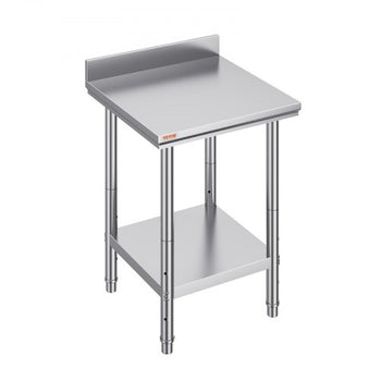 24 x 24 x 35 Inch Stainless Steel Work Table, Commercial Food Prep Worktable Heavy Duty Prep Worktable, Metal Work Table with Adjustable Height for Restaurant, Home and Hotel