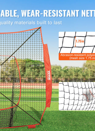 Durable red and black abrasion-resistant polyester netting, 1.75in mesh size, perfect for sports training.
