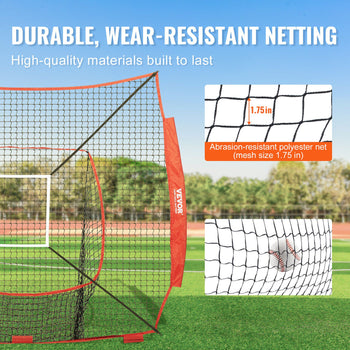 Durable red and black abrasion-resistant polyester netting, 1.75in mesh size, perfect for sports training.