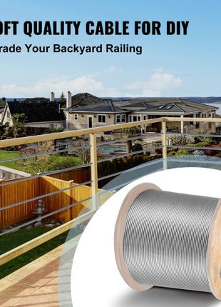 3/16 Inch 7x19 Stainless Steel Aircraft Cable Reel 500FT Stainless Steel Cable T304 Wire Rope Winch Cable Replacement (T304)