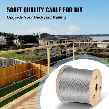 3/16 Inch 7x19 Stainless Steel Aircraft Cable Reel 500FT Stainless Steel Cable T304 Wire Rope Winch Cable Replacement (T304)