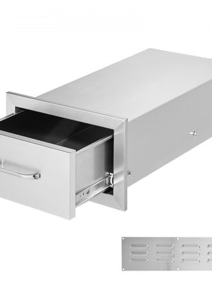14x8.5 Inch Outdoor Kitchen Drawers Stainless Steel, Flush Mount Double Drawers,14W x 8.5H x 23D Inch, with Stainless Steel Handle, BBQ Drawers for Outdoor Kitchens or BBQ Island