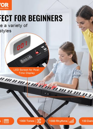 88 Key Digital Piano Keyboard, Semi Weighted Keys, Full Size Electric Keyboard Piano Set with Adjustable Stand Built-In Speakers Sustain Pedal Headphones, Bluetooth MIDI USB for Beginners
