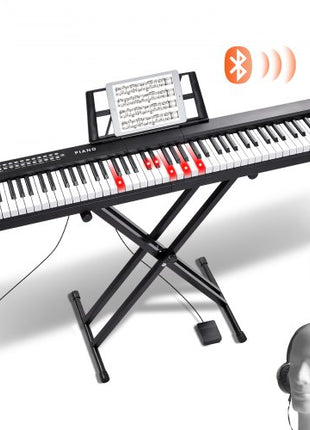 88 Key Digital Piano Keyboard, Semi Weighted Keys, Full Size Electric Keyboard Piano Set with Adjustable Stand Built-In Speakers Sustain Pedal Headphones, Bluetooth MIDI USB for Beginners