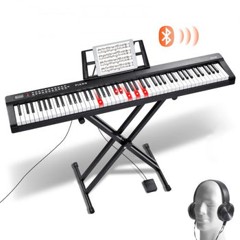88 Key Digital Piano Keyboard, Semi Weighted Keys, Full Size Electric Keyboard Piano Set with Adjustable Stand Built-In Speakers Sustain Pedal Headphones, Bluetooth MIDI USB for Beginners