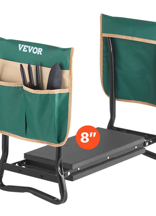Garden Kneeler and Seat, 8 in Wide Kneeling Pad, Heavy Duty Garden Kneeling Stool, Folding Garden Seat with 2 Tool Bags, Relieve Knee & Back Pain, Portable Garden Bench for Women Grandparents