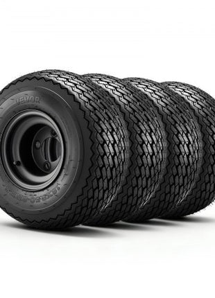Golf Cart Wheels, 8" 18x8.50-8 Black Steel Golf Cart Tires and Wheels Combo (Set of 4) Fit Club Car, EZGO, Yamaha, 4 Ply Rubber 4-Lug Lawn Mower Tires & Rims Assembly, 800 lbs Load, All-Terrain