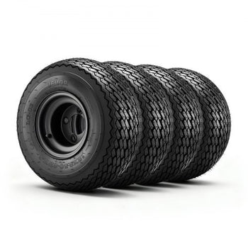 Golf Cart Wheels, 8" 18x8.50-8 Black Steel Golf Cart Tires and Wheels Combo (Set of 4) Fit Club Car, EZGO, Yamaha, 4 Ply Rubber 4-Lug Lawn Mower Tires & Rims Assembly, 800 lbs Load, All-Terrain