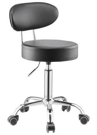 Shop Stool with Backrest, Pneumatic Garage Seat/Work Stool with Wheels, 300 lbs Load, Adjustable Roller Creeper Seat, 360° Swivel Padded Workshop Stool, for Garage, Shop & Auto Repair, Black