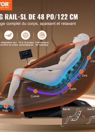 Massage Chair with Flexible SL-Track, Full Body Zero Gravity Recliner, 10-18 Auto Modes, 3D Shiatsu, Heating, Bluetooth Speaker, Airbag, Foot Roller, and Touch Screen