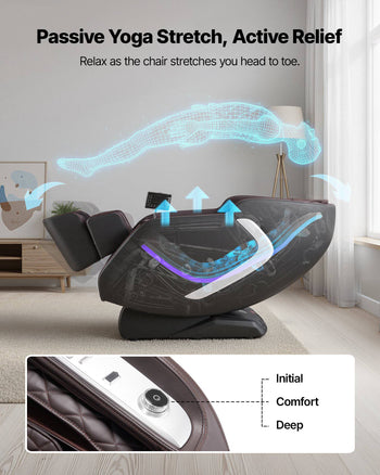 Massage Chair,  4D Full Body Zero Gravity Recliner with SL Track, Yoga Stretch, AI Voice Control, Heat, Foot Roller, Retractable Pedal, 36 Airbags, LCD, Armrest Controls, Rolling Base