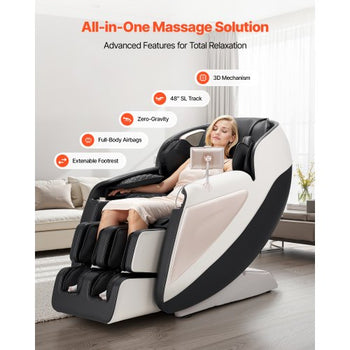 Full Body Massage Chair, 3D Zero Gravity Recliner with SL Track, 18 Auto Modes, Heat, Foot Rollers, Armrest Control, LCD Display, 36 Airbags, Retractable Footrest