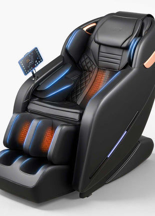 Massage Chair, 3D Zero-Gravity Full Body Massage Chair with Extendable Footrest, Automatic Modes, Airbags, Waist & Leg Heating, Bluetooth Speaker, Touchscreen Control, for Home and Office Use