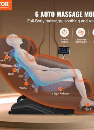 Massage Chair - Full Body Zero Gravity Recliner with Multi Auto Modes, 3D Shiatsu, Heating, Bluetooth Speaker, Airbag, Foot Roller, and Touch Screen