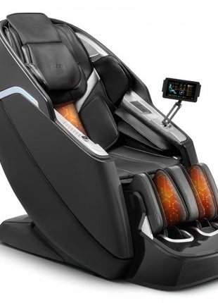Dual-Core 4D+3D Full Body Massage Chair,  with Extended SL Track, Deep Yoga Stretch, Electric Extendable Footrest, TFT, AI Voice Control, Heat, Airbags, Armrest Controls, Wheels