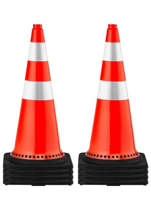 Safety Cones, 8 x 30" Traffic Cones, PVC Orange Construction Cones, Reflective Collars Traffic Cones with Black Weighted Base Used for Traffic Control, Driveway Road Parking and School Improvem