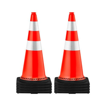 Safety Cones, 8 x 30" Traffic Cones, PVC Orange Construction Cones, Reflective Collars Traffic Cones with Black Weighted Base Used for Traffic Control, Driveway Road Parking and School Improvem