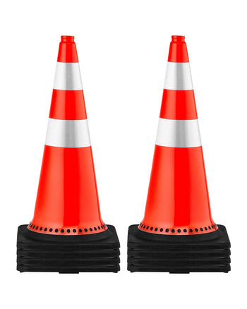 Safety Cones, 8 x 30" Traffic Cones, PVC Orange Construction Cones, Reflective Collars Traffic Cones with Black Weighted Base Used for Traffic Control, Driveway Road Parking and School Improvem