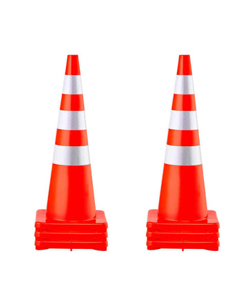 Safety Cones, 6 x 36" Traffic Cones, PVC Orange Construction Cones, Reflective Collars Traffic Cones with Weighted Base Used for Traffic Control, Driveway Road Parking and School Improvement