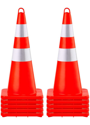 Safety Cones, 10PCS 28\" Traffic Cones, PVC Orange Construction Cones, 2 Reflective Collars Traffic Cones with Weighted Base and Hand-Held Ring Used for Traffic Control, Driveway Road Parking