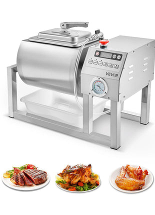 Commercial Meat Tumbler Marinator, 20L Vacuum Tumbler Marinating Machine with Bidirectional Rotation and 3-Speed, Stainless Steel Vacuum Curing Machine for Chicken Steak Pork, Restaurant