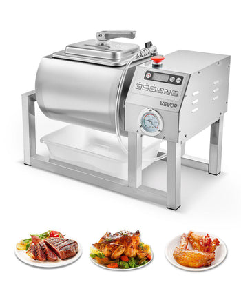 Commercial Meat Tumbler Marinator, 20L Vacuum Tumbler Marinating Machine with Bidirectional Rotation and 3-Speed, Stainless Steel Vacuum Curing Machine for Chicken Steak Pork, Restaurant