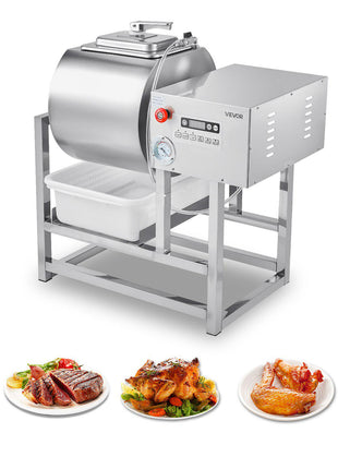 Commercial Meat Tumbler Marinator, 40L Vacuum Tumbler Marinating Machine with Bidirectional Rotation and 3-Speed, Stainless Steel Vacuum Curing Machine for Chicken Pork Fish, Steak House