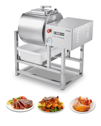 Commercial Meat Tumbler Marinator, 40L Vacuum Tumbler Marinating Machine with Bidirectional Rotation and 3-Speed, Stainless Steel Vacuum Curing Machine for Chicken Pork Fish, Steak House