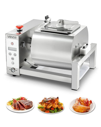 Meat Tumbler Marinator, 10L Vacuum Tumbler Marinating Machine with Automatic Bidirectional Rotation, Stainless Steel Vacuum Curing Machine for Chicken Steak Pork, Home & Commercial Use