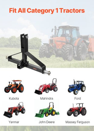 3 Point Trailer Hitch with 2 in Receiver, 3pt Quick Hitch Attachment for Category 1 Tractor, 3000lbs Capacity, Tow Drawbar Adapter, Compatible with Kubota, Mahindra, Ford, Yanmar, John Deere
