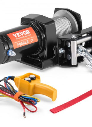 Electric Winch, 2000 lb Line Pull Capacity, 12V DC ATV/UTV Winch with ?5/32 in x 39 ft 7 Strands Steel Cable Roller Fairlead Wired Remote Control, IP55 Waterproof for Towing UTV ATV Off-Road